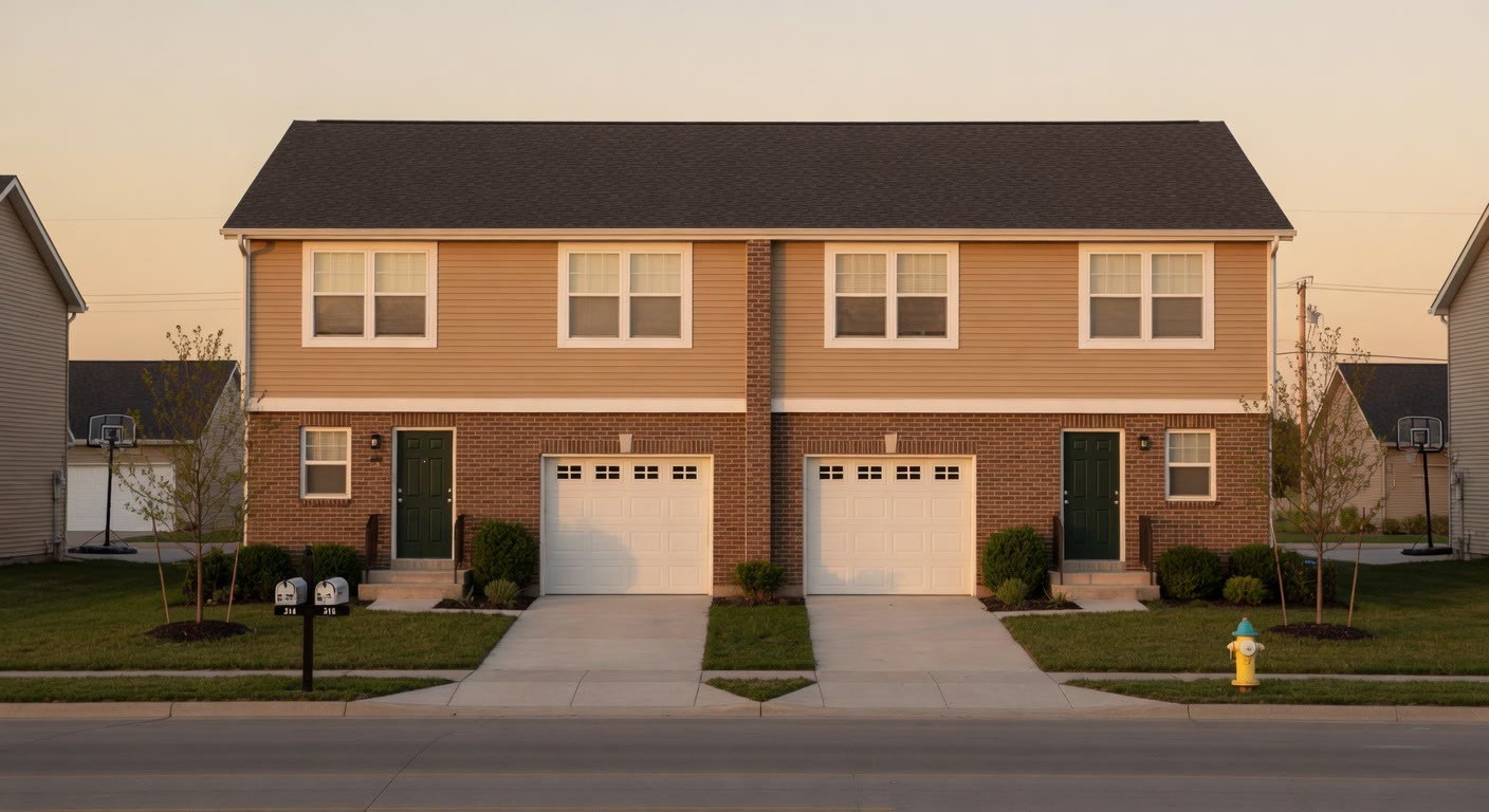 Duplex exterior with separate parcel design